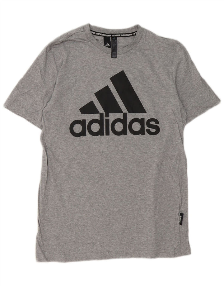 Adidas Mens Graphic T-Shirt Top Small Grey Flecked Cotton
