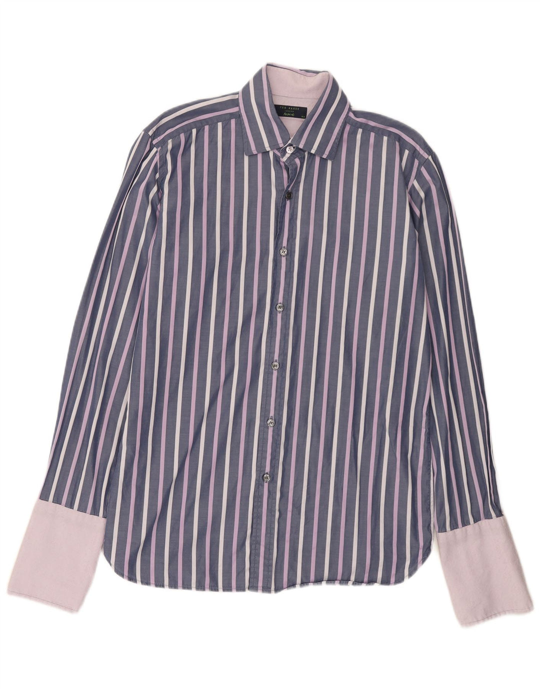 Ted Baker Mens Formal Shirt Size 15 1/2 Medium Purple Pinstripe Cotton