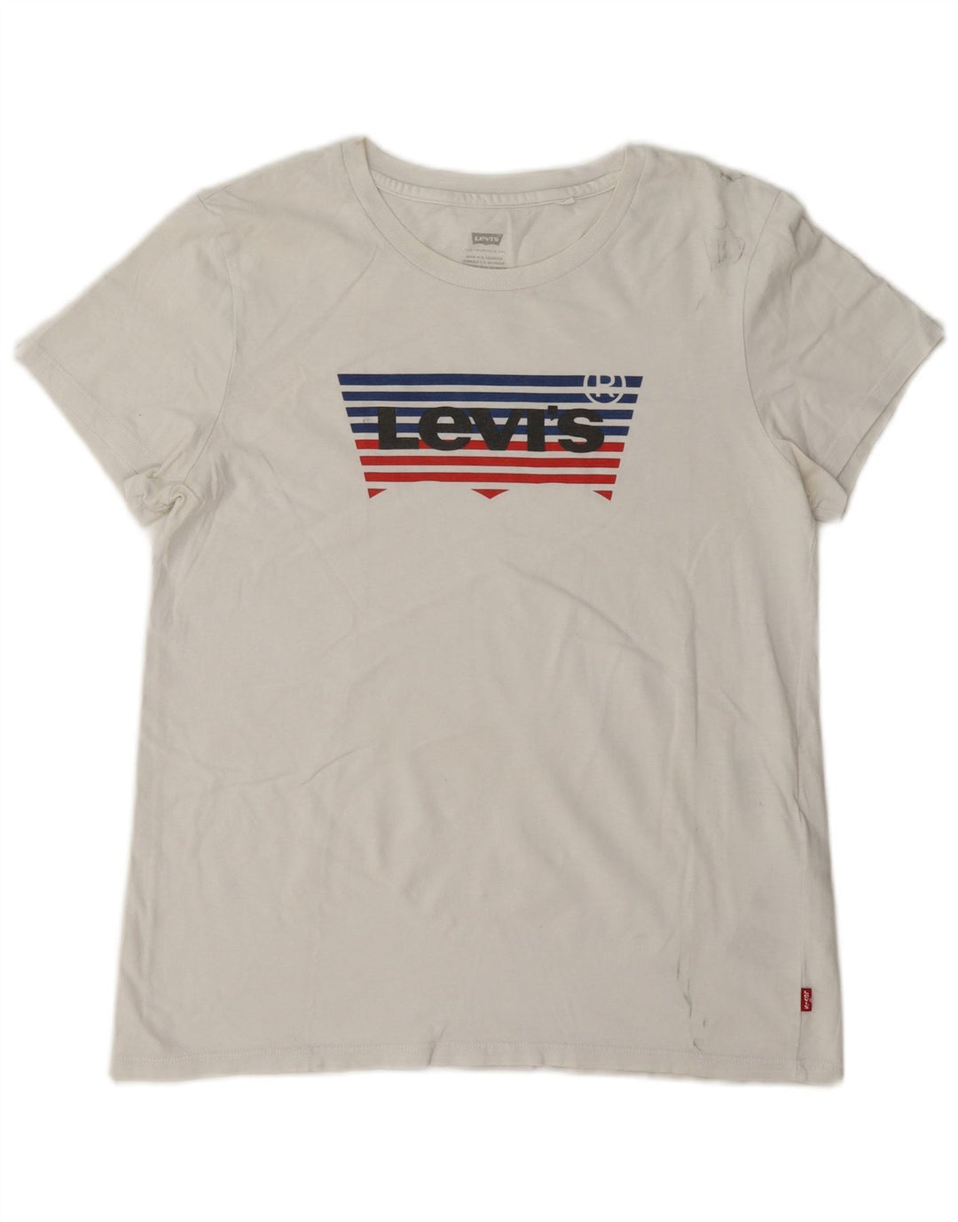 Levi's Womens Graphic T-Shirt Top UK 14 Medium White Cotton