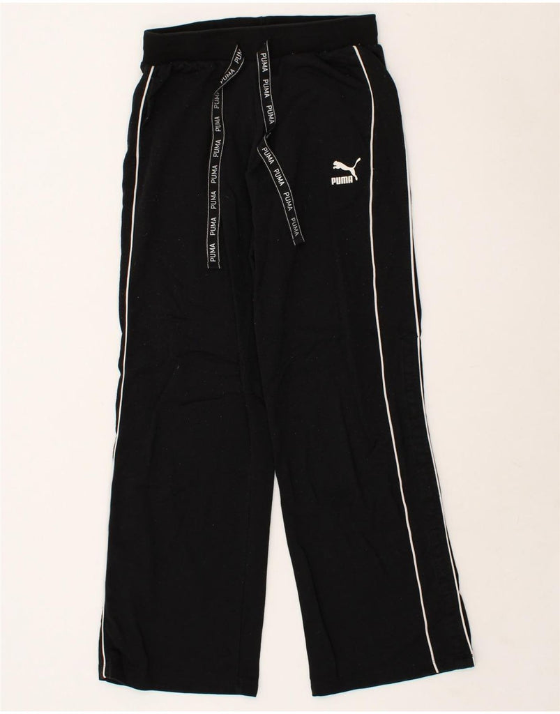 PUMA Womens Tracksuit Trousers UK 8 Small Black Cotton | Vintage Puma | Thrift | Second-Hand Puma | Used Clothing | Messina Hembry 