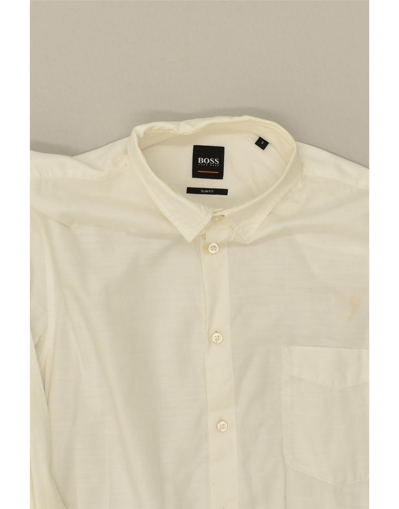 HUGO BOSS Mens Slim Fit Shirt Small White Cotton | Vintage Hugo Boss | Thrift | Second-Hand Hugo Boss | Used Clothing | Messina Hembry 