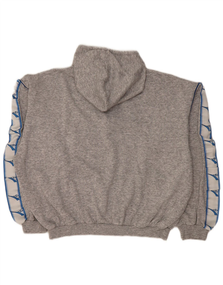 DIADORA Womens Oversized Graphic Hoodie Jumper UK 12 Medium Grey