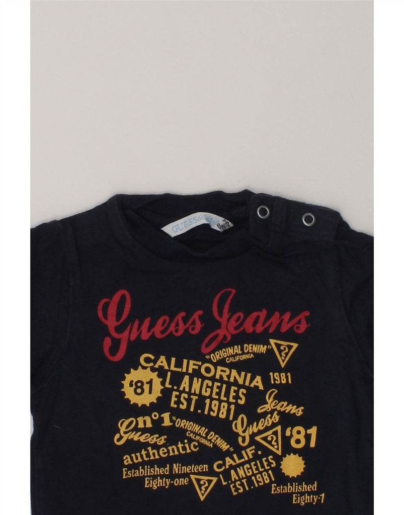 GUESS Baby Boys Graphic Top Long Sleeve 6-9 Months Navy Blue Cotton | Vintage Guess | Thrift | Second-Hand Guess | Used Clothing | Messina Hembry 