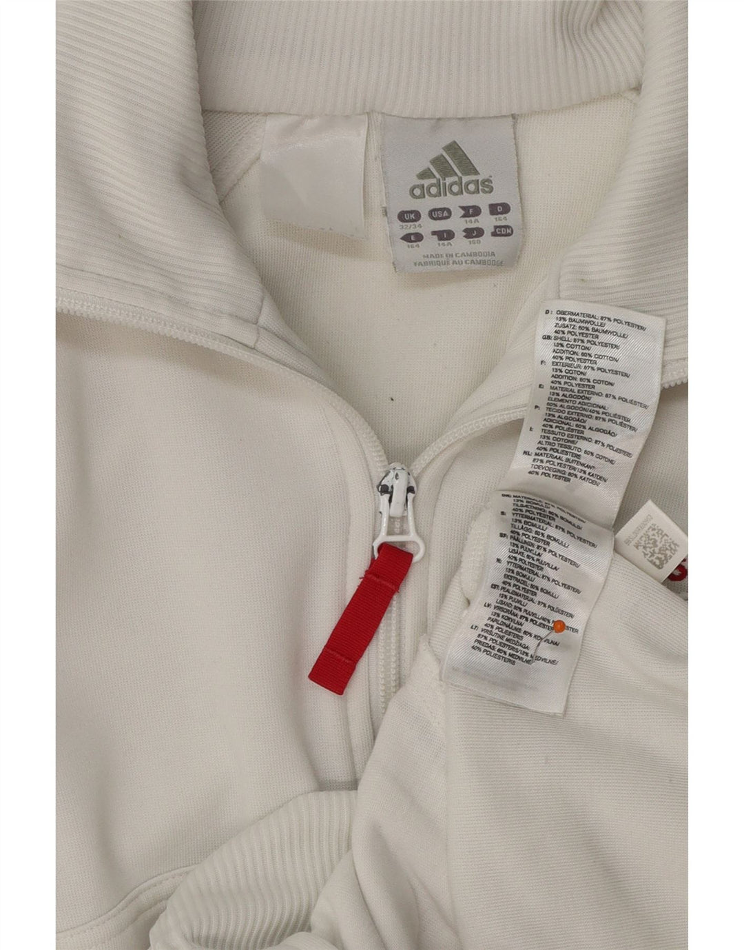 ADIDAS Girls Tracksuit Top Jacket 13-14 Years  White Cotton