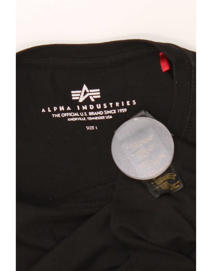 Alpha Industries Mens Graphic T-Shirt Top Large Black Cotton