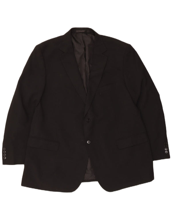 Marks & Spencer Mens 2 Button Blazer Jacket UK 48 2XL Black Polyester