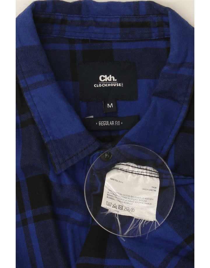 CLOCK HOUSE Mens Regular Fit Flannel Shirt Medium Blue Check Cotton