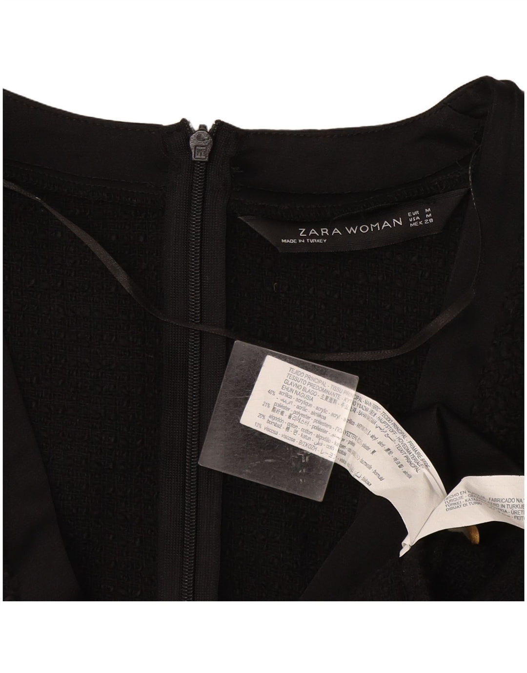 Zara Womens Shift Dress UK 12 Medium Black Acrylic
