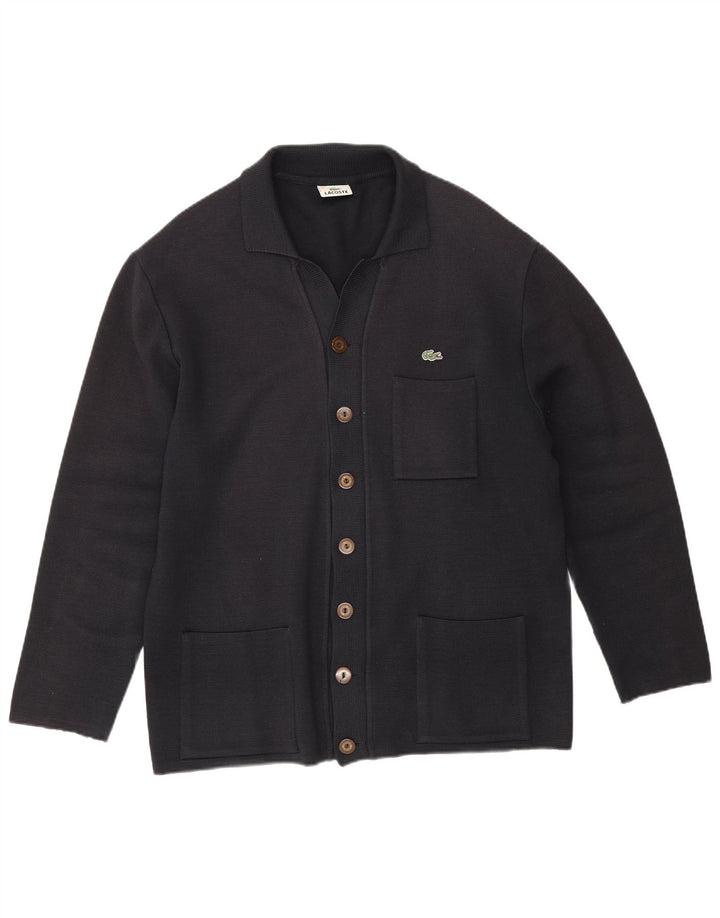 Lacoste Mens Cardigan Sweater IT 52 Large Navy Blue Wool