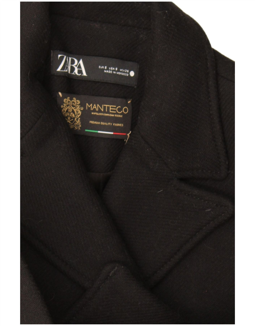 Zara Womens Double Breasted Blazer Jacket UK 10 Small Black