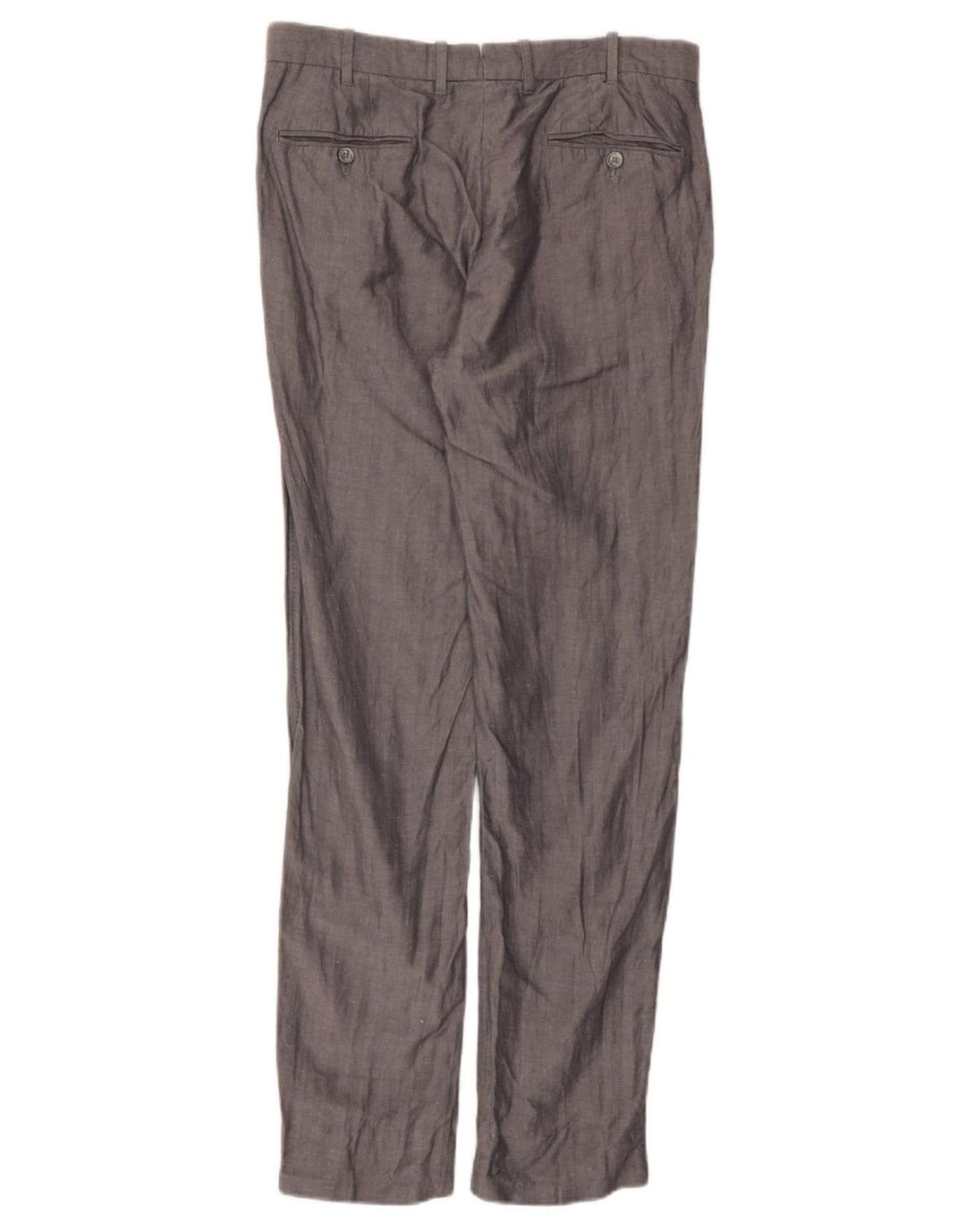 Massimo Dutti Mens Slim Suit Trousers EU 42 Large W32 L32 Grey Herringbone