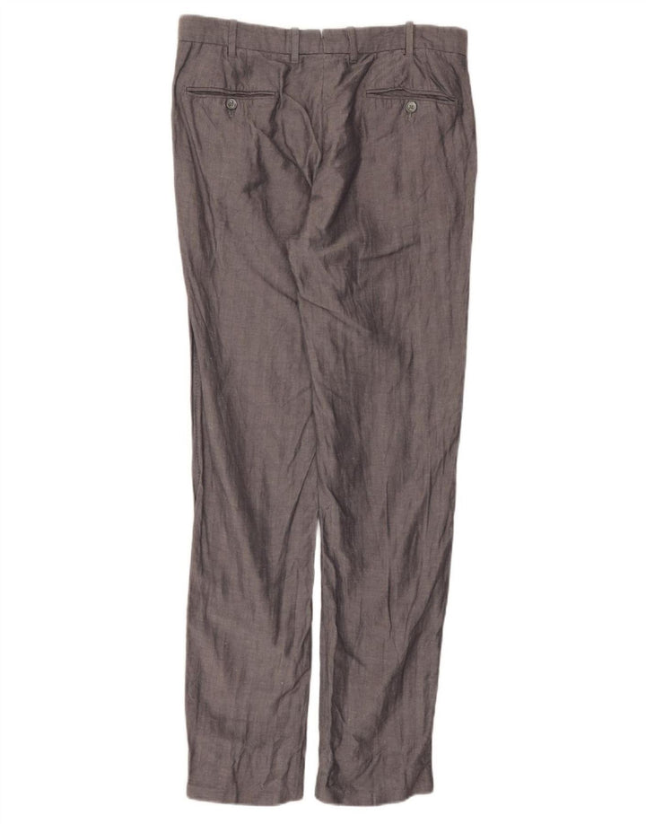 Massimo Dutti Mens Slim Suit Trousers EU 42 Large W32 L32 Grey Herringbone