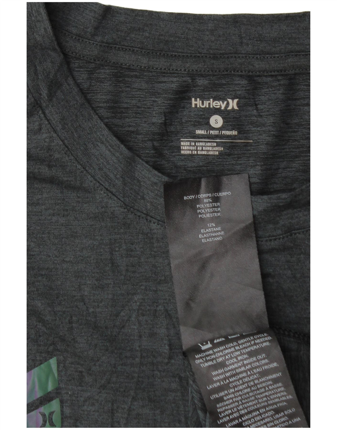 Hurley Mens Petit T-Shirt Top Small Grey Polyester