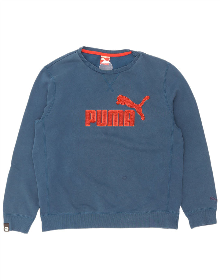 Puma Mens Graphic Sweatshirt Jumper Large Blue Cotton