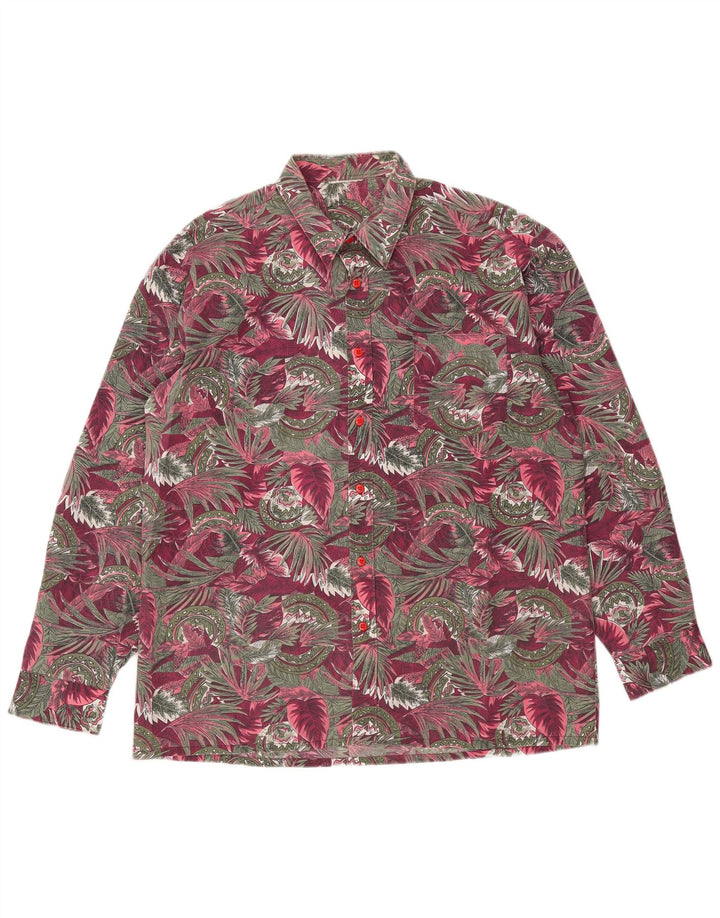 Vintage Mens Shirt Large Pink Floral