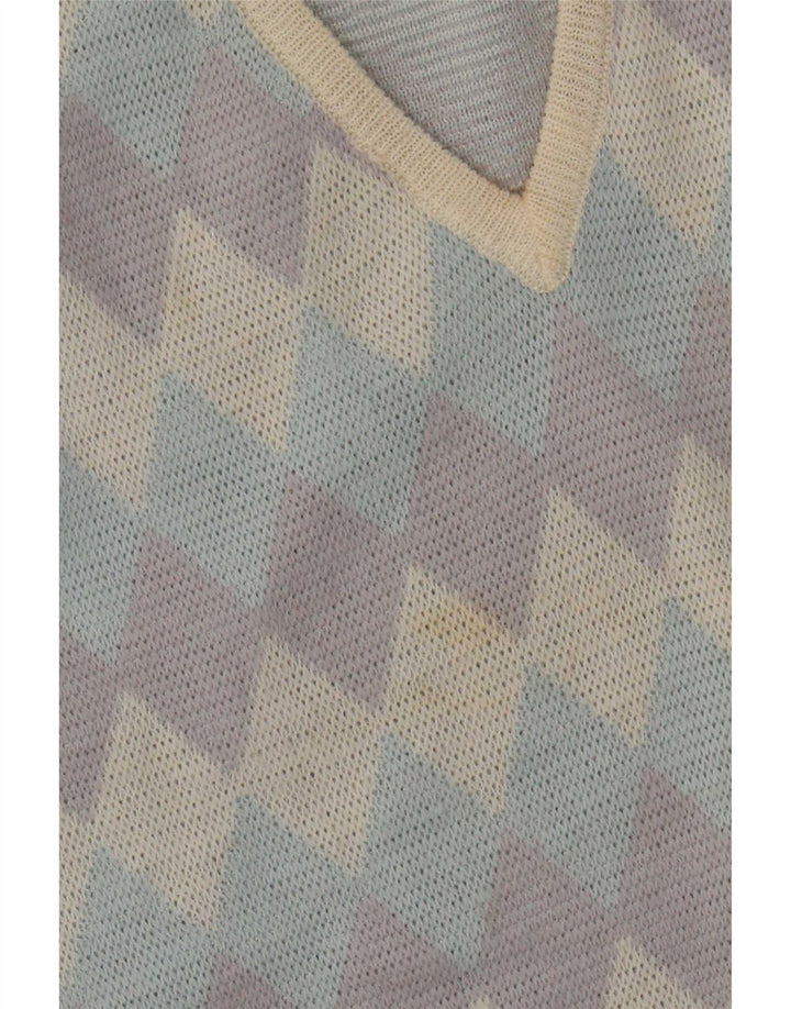 Vintage Womens Vest Tank Top IT 46 Large Multicoloured Argyle/Diamond