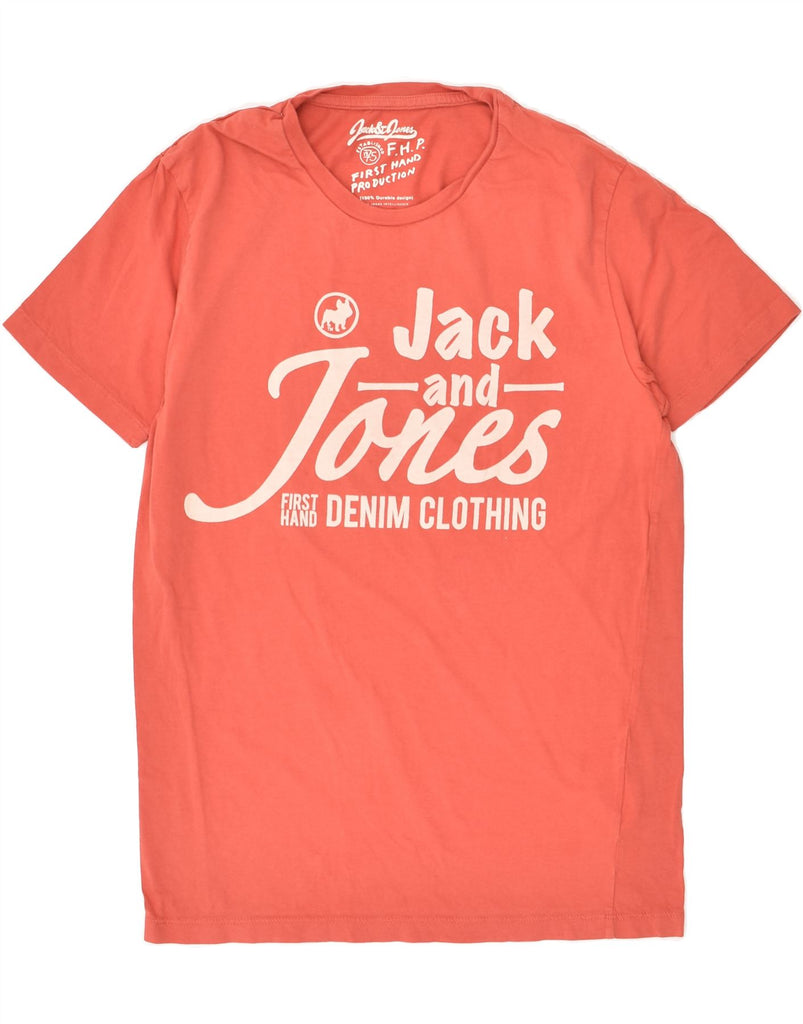 JACK & JONES Mens Graphic T-Shirt Top Small Orange Cotton | Vintage Jack & Jones | Thrift | Second-Hand Jack & Jones | Used Clothing | Messina Hembry 