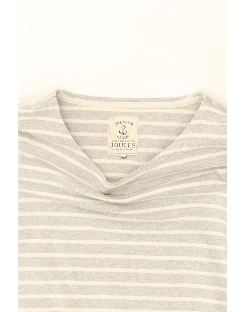 JOULES Womens Top Long Sleeve UK 14 Large Grey Striped Cotton | Vintage Joules | Thrift | Second-Hand Joules | Used Clothing | Messina Hembry 