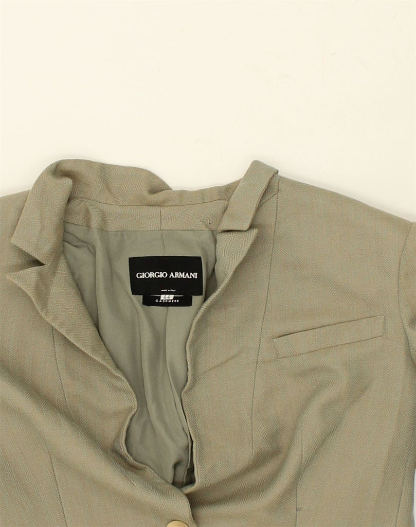 GIORGIO ARMANI Womens 1 Button Blazer Jacket IT 44 Medium Khaki Cashmere | Vintage Giorgio Armani | Thrift | Second-Hand Giorgio Armani | Used Clothing | Messina Hembry 