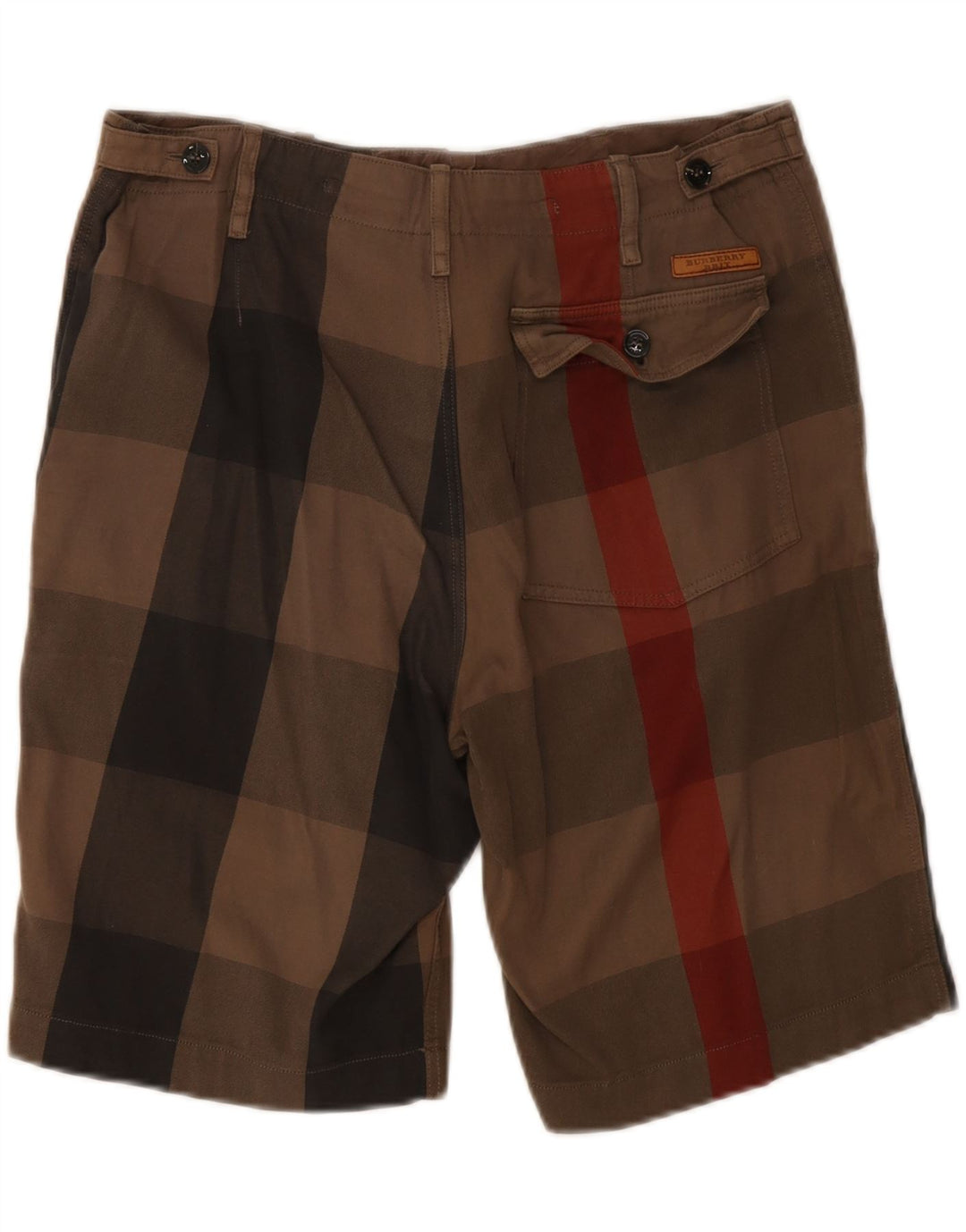 Burberry Mens Chino Shorts W30 Medium Brown Plaid Cotton