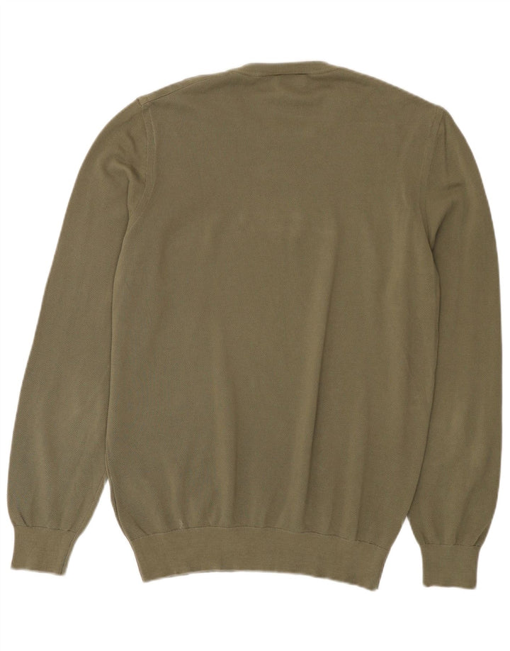 Herno Mens Top Long Sleeve IT 50 Medium Khaki Cotton