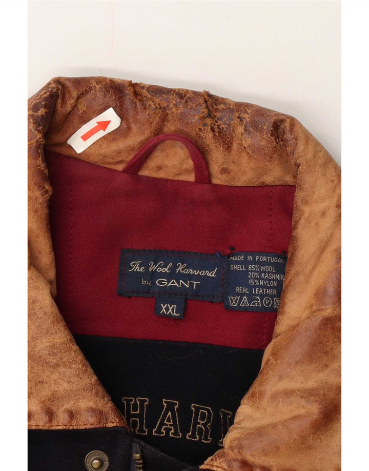 Gant Mens Bomber Jacket UK 44 2XL Navy Blue Wool