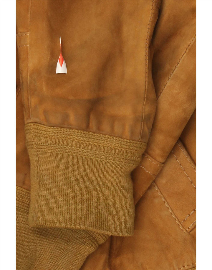Vintage Womens Suede Bomber Jacket IT 46 Large Brown