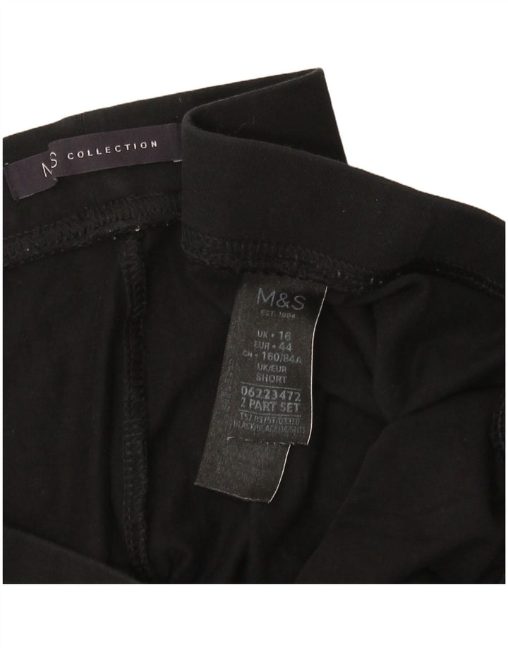 Marks & Spencer Womens Crop Leggings UK 16 Large Black Cotton