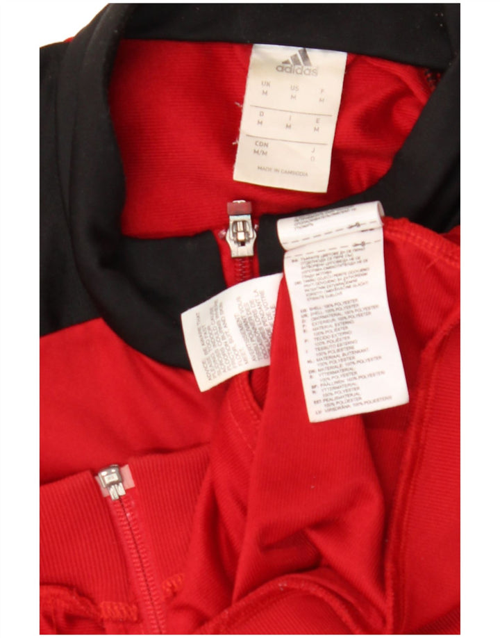 Adidas Mens Tracksuit Top Jacket Medium Red Colourblock Polyester