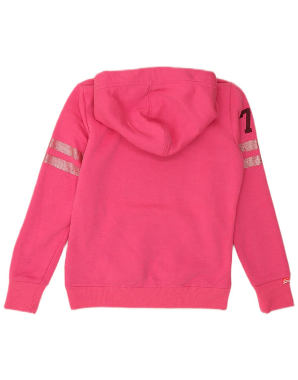 Superdry Womens Graphic Hoodie Jumper UK 10 Small Pink Polyester Sports