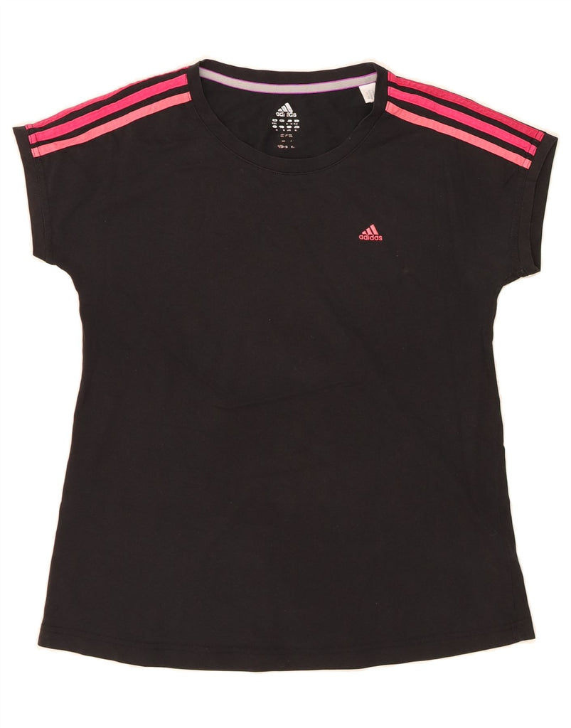 ADIDAS Womens T-Shirt Top UK 12/14 Medium Black Cotton Vintage Adidas and Second-Hand Adidas from Messina Hembry 