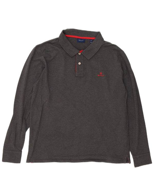 Gant Mens Long Sleeve Polo Shirt XL Grey Cotton