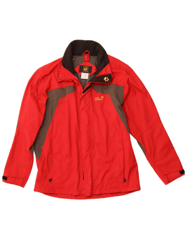 JACK WOLFSKIN Mens Rain Jacket UK 44/46 XL Red Colourblock Polyamide