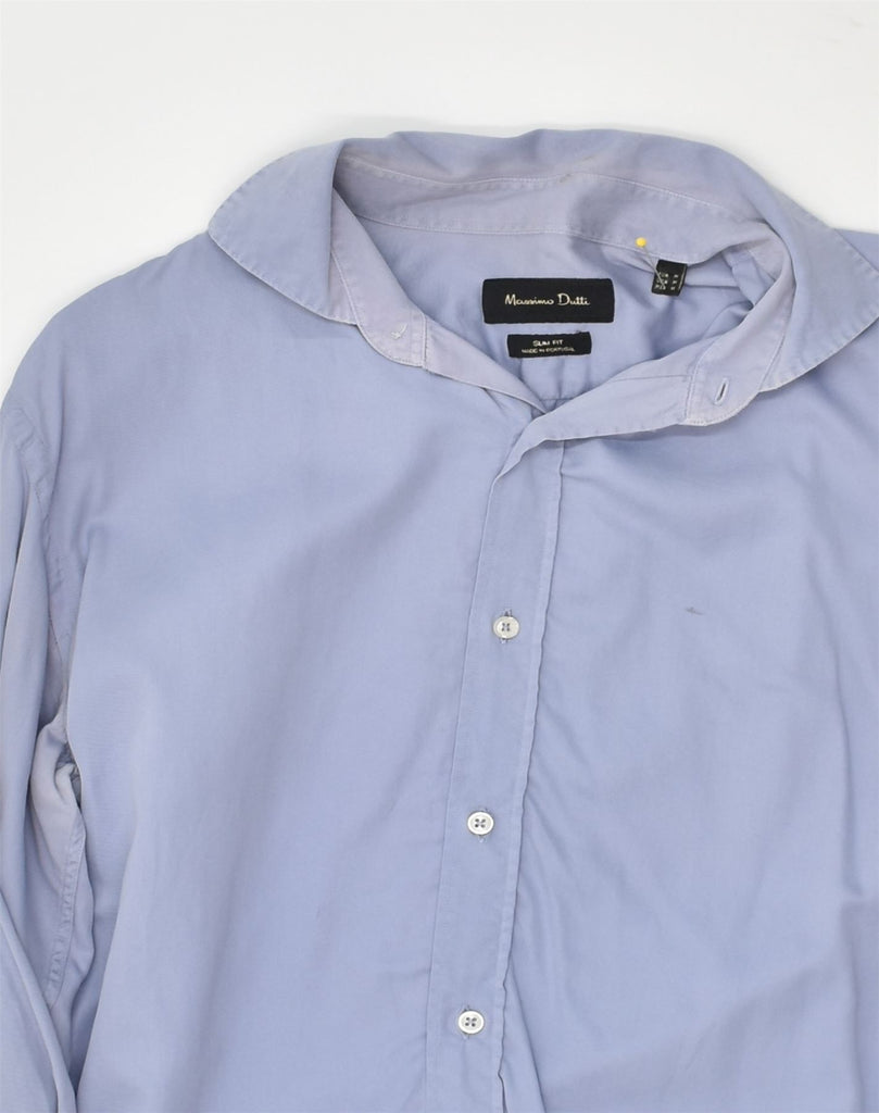 MASSIMO DUTTI Mens Slim Fit Shirt Medium Blue Cotton | Vintage Massimo Dutti | Thrift | Second-Hand Massimo Dutti | Used Clothing | Messina Hembry 