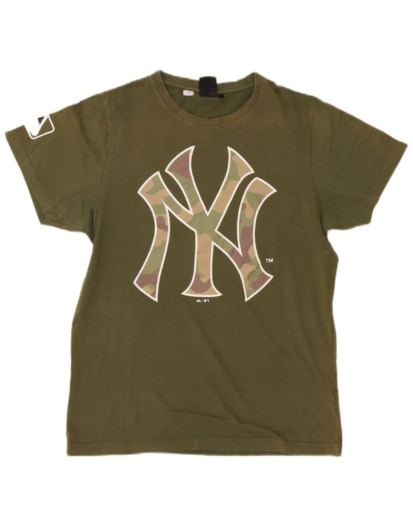 Majestic Mens New York Yankees Graphic T-Shirt Top Large Khaki Cotton