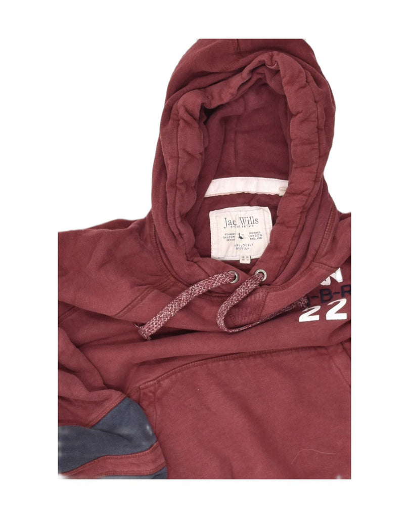 JACK WILLS Womens Loose Fit Graphic Hoodie Jumper UK 10 Small Burgundy | Vintage Jack Wills | Thrift | Second-Hand Jack Wills | Used Clothing | Messina Hembry 