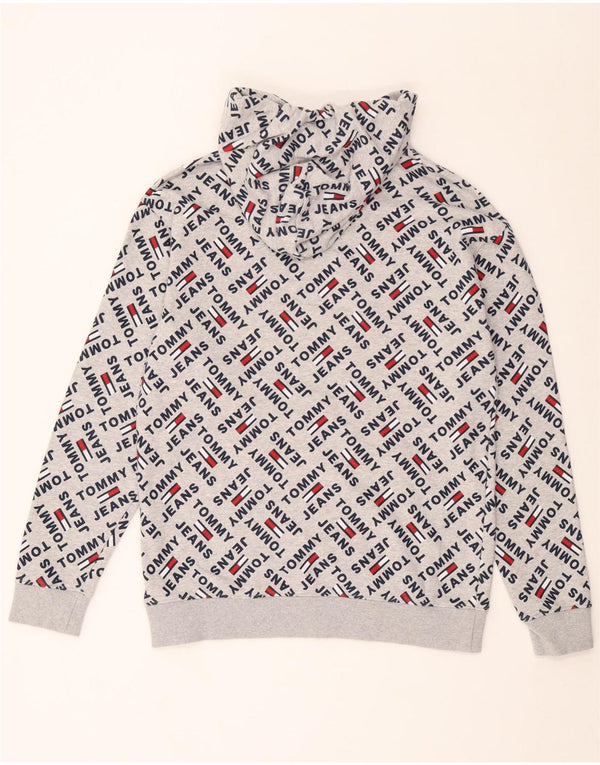 Tommy Hilfiger Mens Graphic Hoodie Jumper Small Grey Cotton