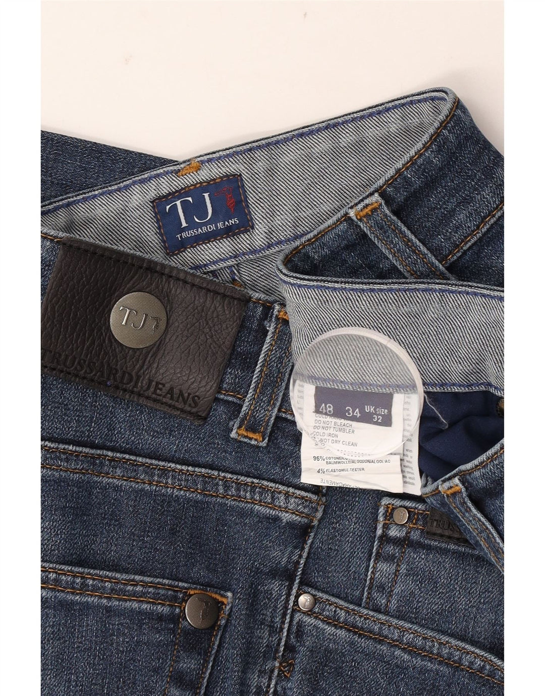 Trussardi Mens Straight Jeans W32 L28 Blue Cotton