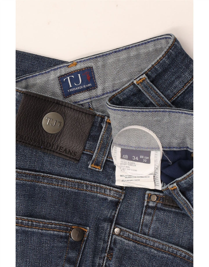 Trussardi Mens Straight Jeans W32 L28 Blue Cotton