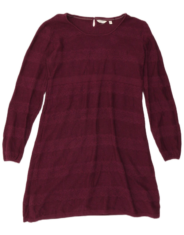 Fat Face Womens Jumper Dress UK 16 Large Maroon Cotton