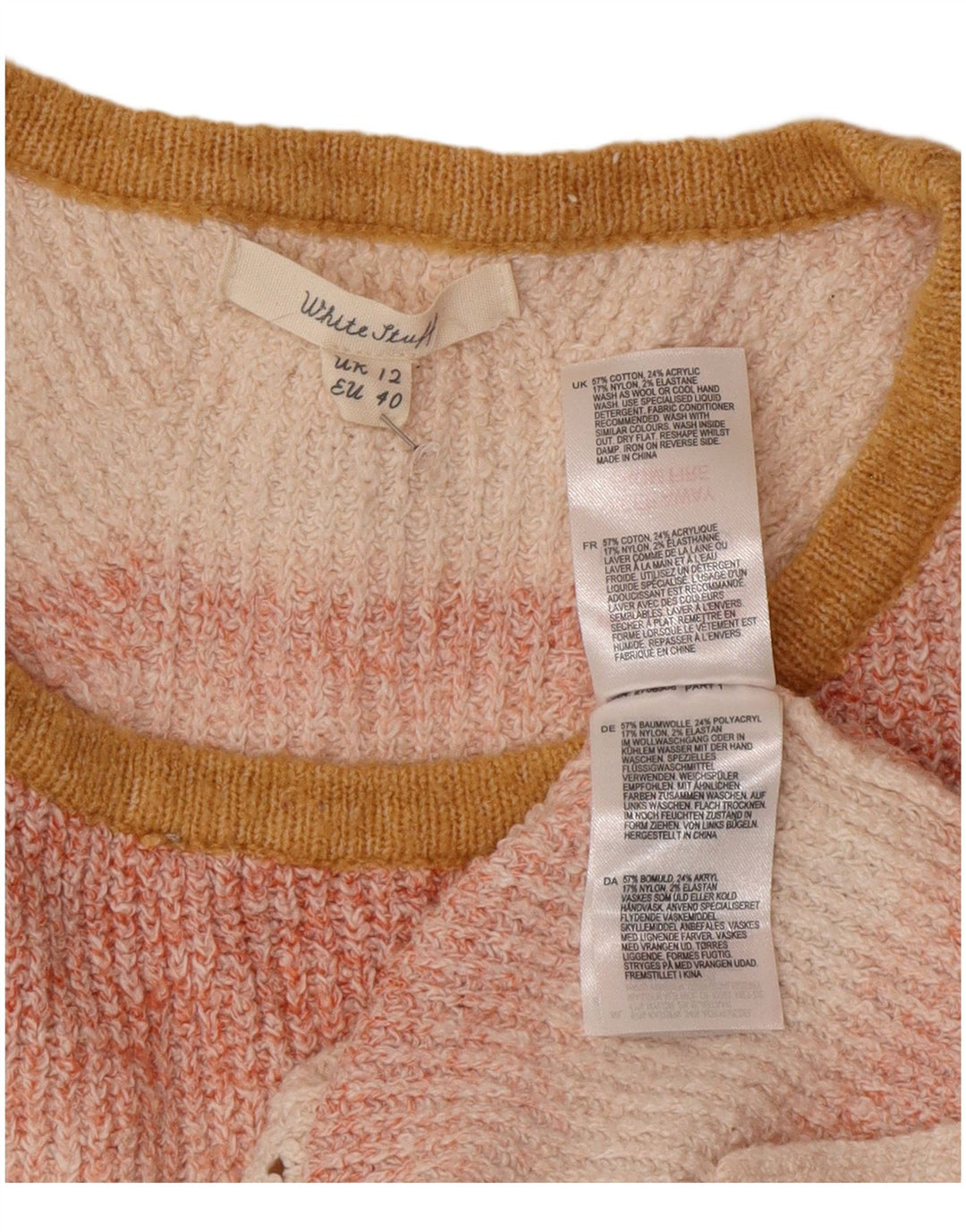 White Stuff Womens Crew Neck Jumper Sweater UK 12 Medium Pink Striped