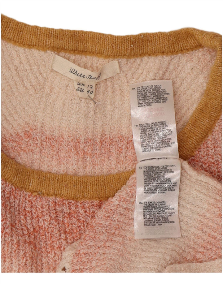 White Stuff Womens Crew Neck Jumper Sweater UK 12 Medium Pink Striped