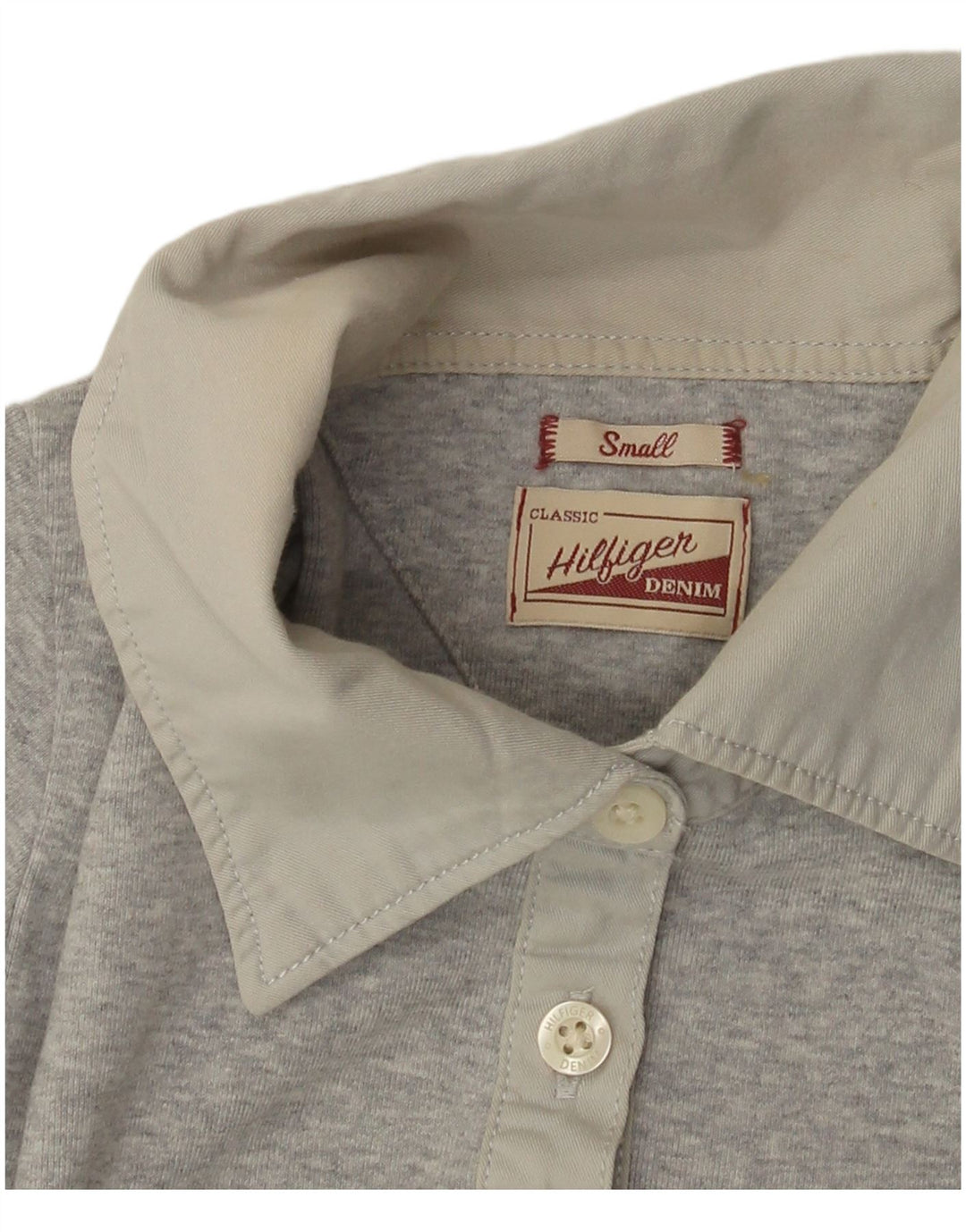 TOMMY HILFIGER Womens Long Sleeve Polo Shirt UK 8 Small Grey