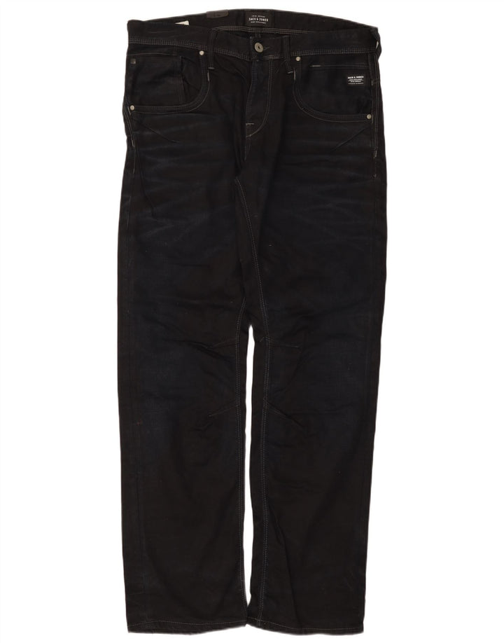 Jack & Jones Mens Straight Jeans W34 L34 Navy Blue Cotton