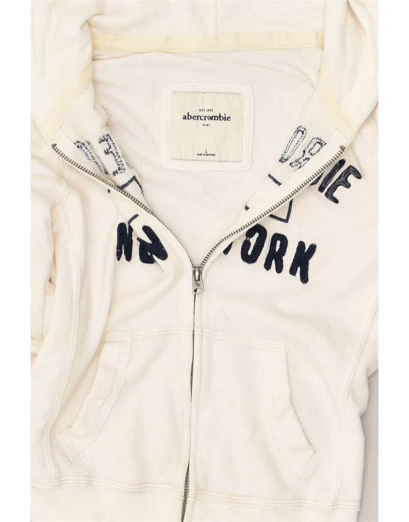 ABERCROMBIE & FITCH Girls Zip Hoodie Sweater 13-14 Years Large  Off White | Vintage Abercrombie & Fitch | Thrift | Second-Hand Abercrombie & Fitch | Used Clothing | Messina Hembry 