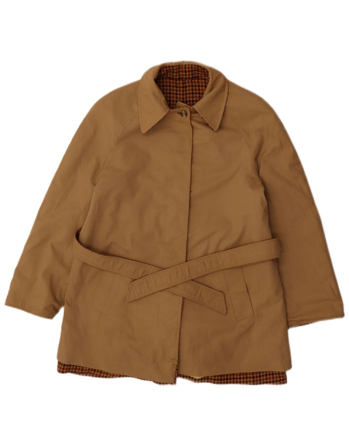BALLARINI Womens Reversible Overcoat UK 10 Small Brown Houndstooth