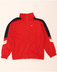 NIKE Girls Graphic Tracksuit Top Jacket 14-15 Years Large Red Colourblock