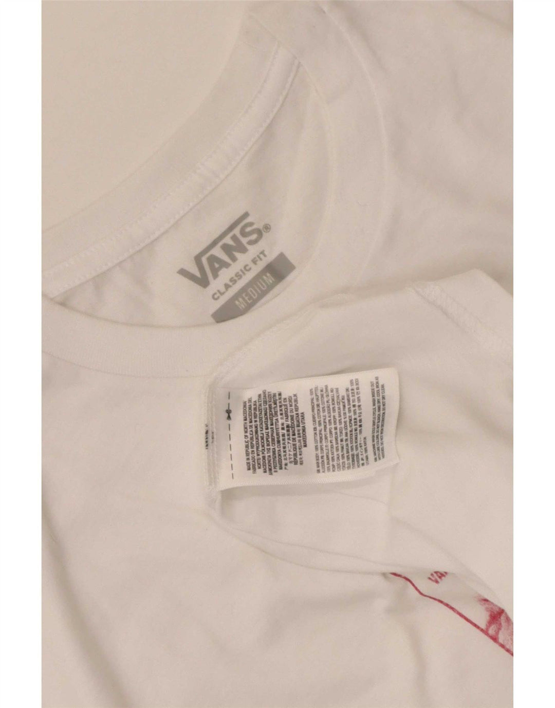 Vans Mens Classic Fit Graphic T-Shirt Top Medium White Cotton