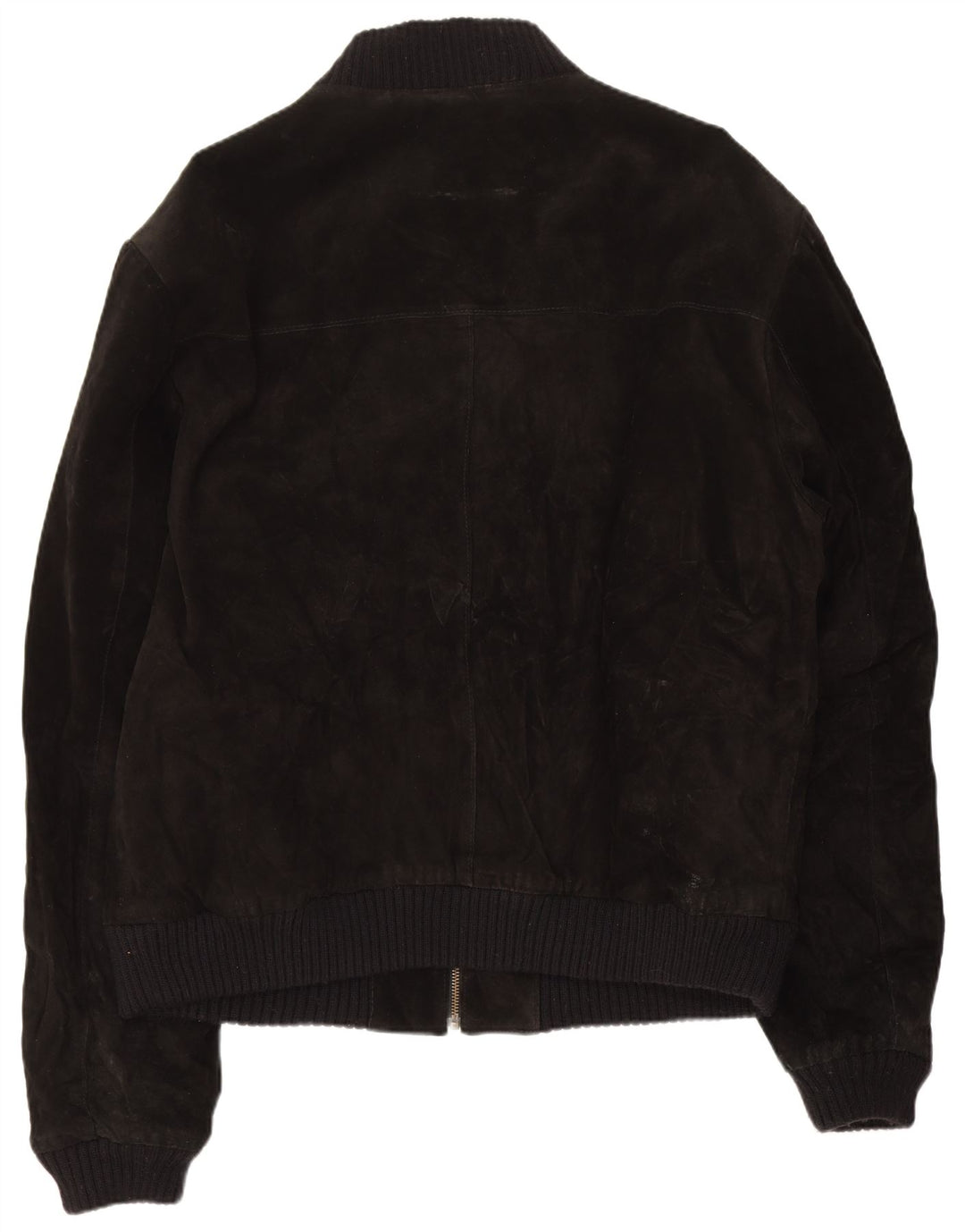 Vintage Mens Suede Bomber Jacket UK 44 2XL Black Leather