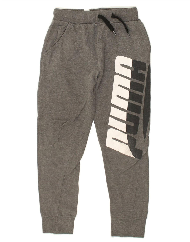 PUMA Boys Graphic Tracksuit Trousers Joggers 10-11 Years Grey Cotton | Vintage Puma | Thrift | Second-Hand Puma | Used Clothing | Messina Hembry 